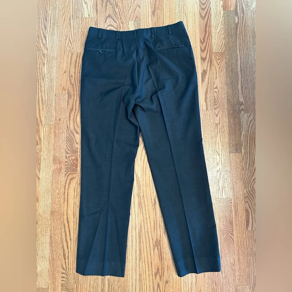 Oxxford Clothes Highest Quality Charcoal Flannel Wool Flat Frt Dress Pants 36X33